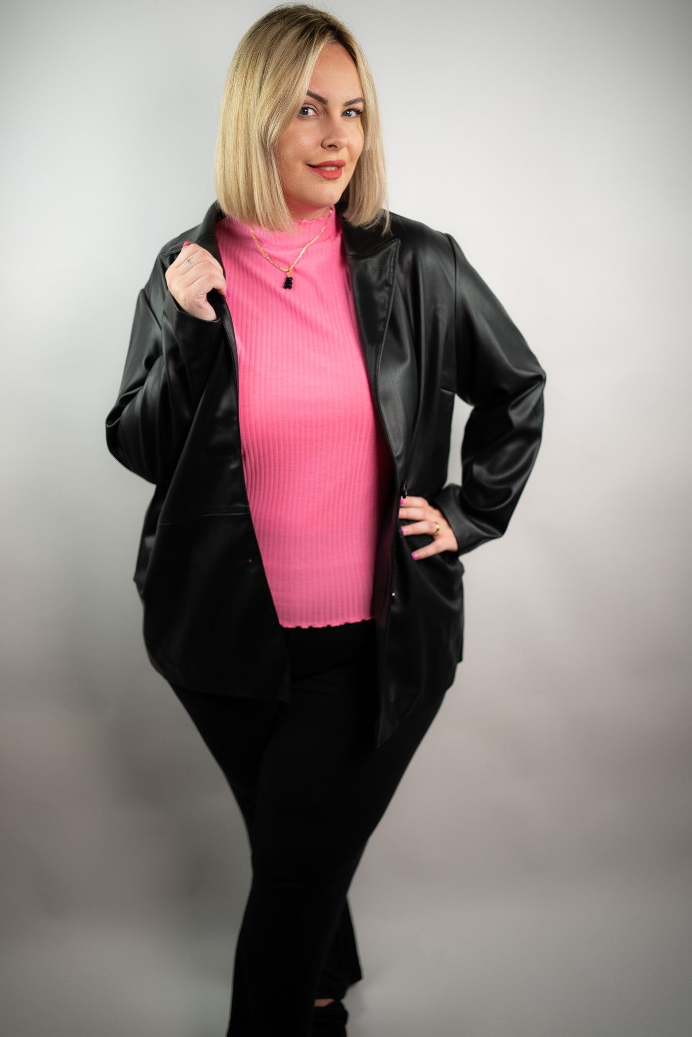 CARHEIDI FAUX LEATH BLAZER